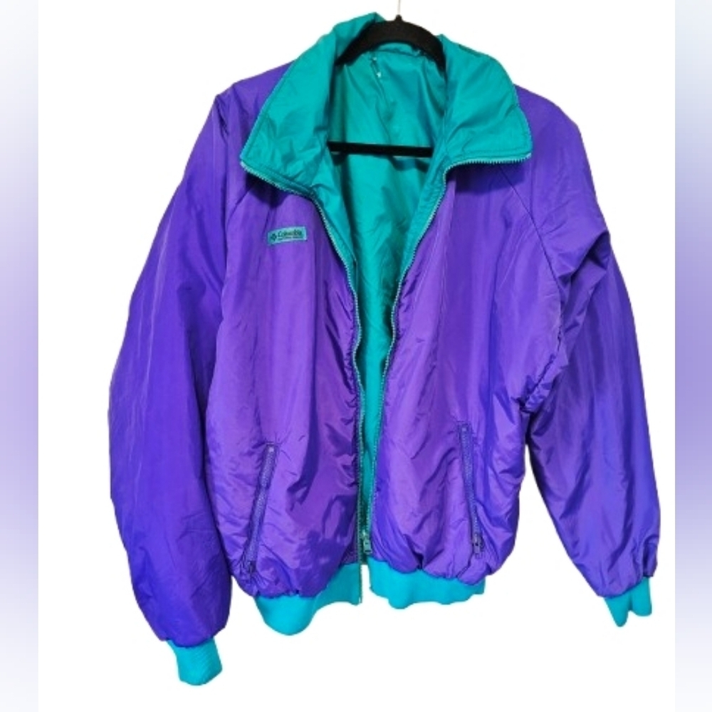 Columbia Vintage Thinsulate Reversible Teal and Purple Jacket Men's Large *flaws